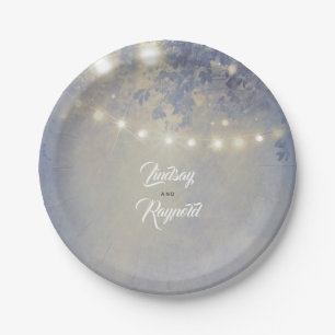 Assiettes En Carton Mariage à cordes rustique bleu foncé