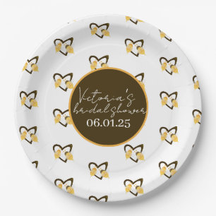 Assiettes En Carton Mariage abeille et cœur jaune marron
