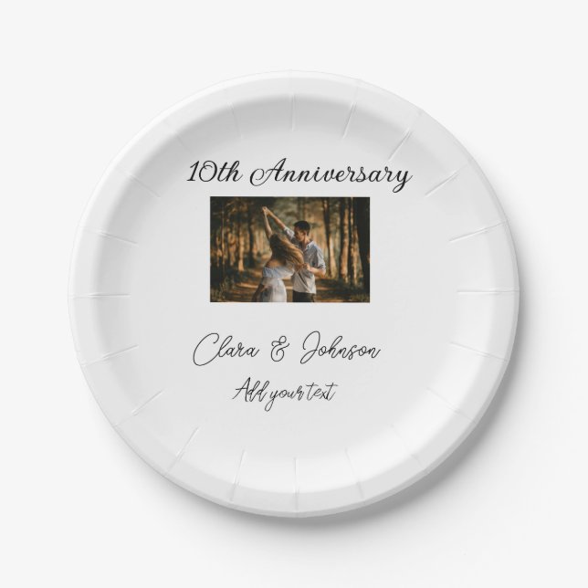 Assiettes En Carton Mariage Anniversaire ajouter nom année image texte (Devant)