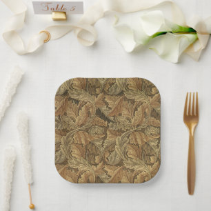 Assiettes En Carton Mariage Antique Victorien Feuilles Chaudes d'Autom