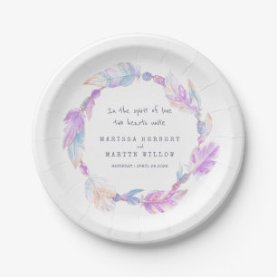 Assiettes En Carton Mariage aquarelle boho wreath plaques violettes