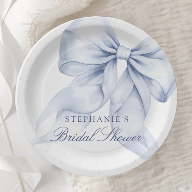 Assiettes En Carton Mariage avec un Nœud Bleu (Créateur téléchargé)