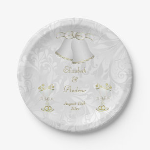 Assiettes En Carton Mariage Bells romantique et cannelures de