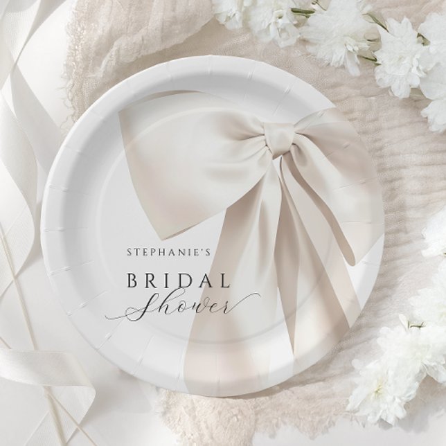 Assiettes En Carton Mariage Blanc au Nœud (Créateur téléchargé)