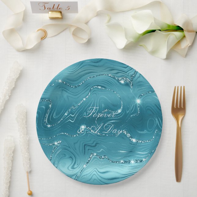 Assiettes En Carton Mariage bleu d'Aqua (Mariage)