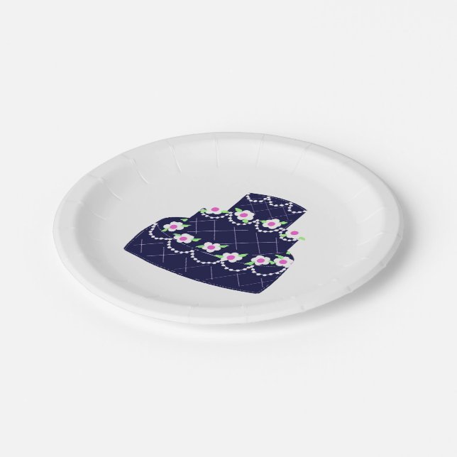 Assiettes En Carton Mariage bleu marine (Angle)