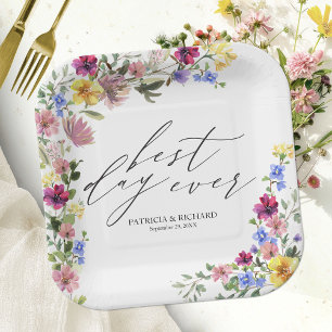 Assiettes En Carton Mariage Bohème aux Fleurs Sauvages