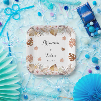 Assiettes En Carton Mariage Bohème Neutre Rustique