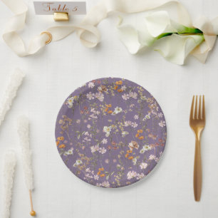 Assiettes En Carton Mariage Boho Fleur sauvage Violet Dans Bloom Garde