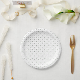 Assiettes En Carton Mariage botanique vert et blanc à impression sur b
