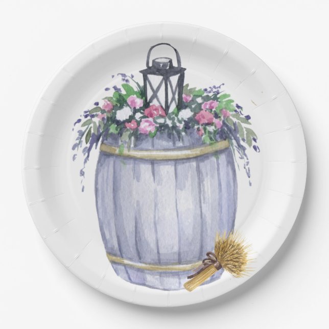 Assiettes En Carton mariage campagnard d'été en plaque de papier rond  (Devant)