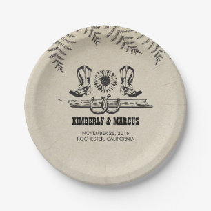 Assiettes En Carton Mariage campagnard rustique de bottes de cowboy