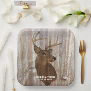 Assiettes En Carton Mariage Cerf de Country Occidental La Chasse Est T