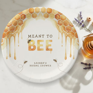 Assiettes En Carton Mariage Champêtre à l'Aquarelle de Nid d'Abeille