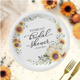 Assiettes En Carton Mariage Champêtre de Tournesols d'Automne et de Ci