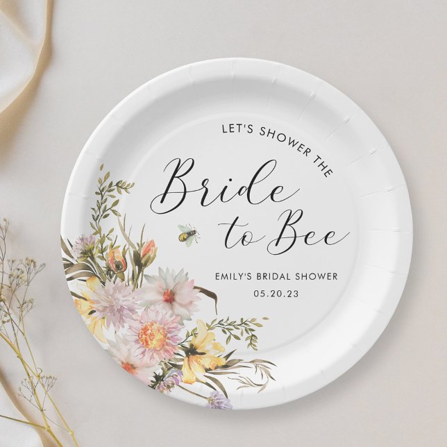 Assiettes En Carton Mariage Champêtre Fleurs des Champs pour la Future (Créateur téléchargé)