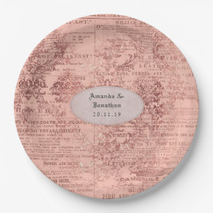 Assiettes En Carton Mariage chic or rose