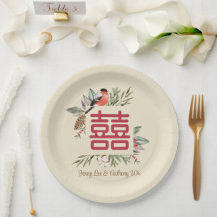 Assiettes En Carton Mariage chinois moderne Double Bonheur