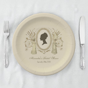 Assiettes En Carton Mariage civil régence Dame Vintage Antique Script