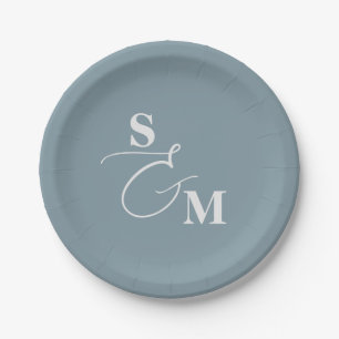 Assiettes En Carton Mariage Classique Monogramme Esperluette Moderne
