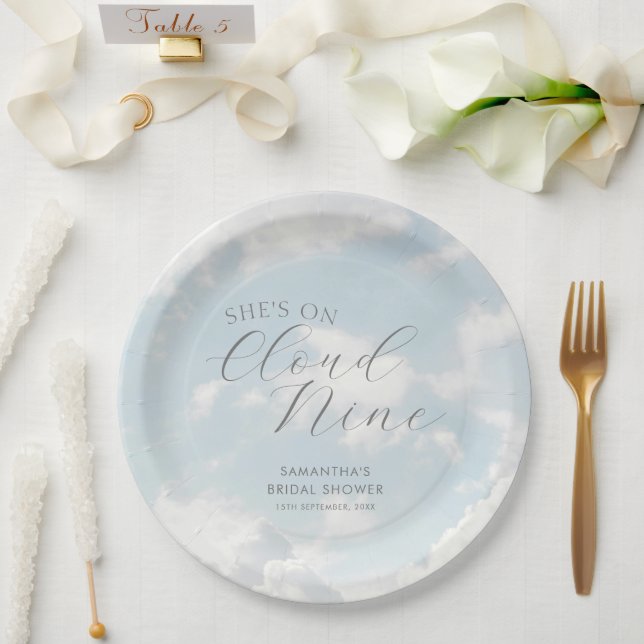 Assiettes En Carton Mariage Cloud Nine Ciel Nuageux Bleu Moderne  (Mariage)
