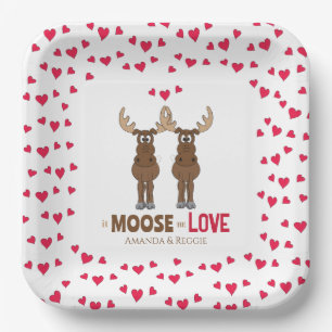 Assiettes En Carton Mariage Cœurs Rouges Mignons Cerf Sauvage Personna