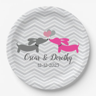 Assiettes En Carton Mariage Dachshund Doxie personnalisée