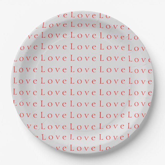 Assiettes En Carton Mariage d'amour rouge unique élégant (Devant)