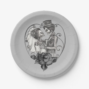 Assiettes En Carton Mariage Danse De Noces Couple D'amour Squelette