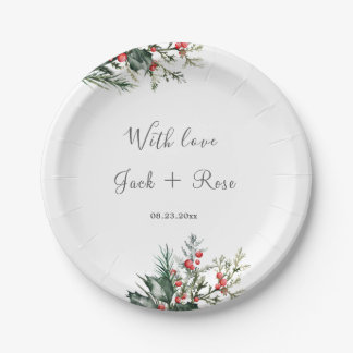 Assiettes En Carton Mariage d'aquarelle d'hiver