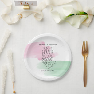 Assiettes En Carton Mariage d'aquarelle King Protea