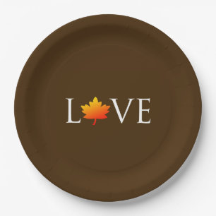 Assiettes En Carton Mariage de automne Autumn Love Rustic Orange Leaf