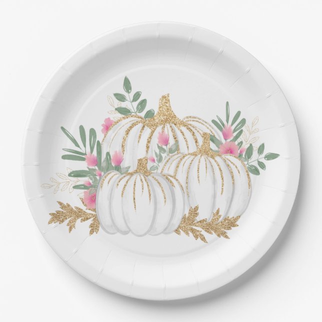 Assiettes En Carton Mariage de automne des Citrouilles de la Parties s (Devant)
