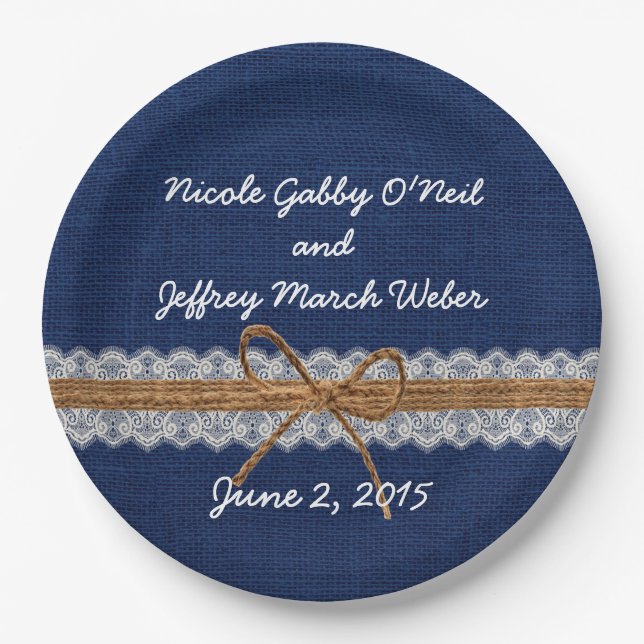 Assiettes En Carton Mariage de automne rustique de toile de jute de (Devant)