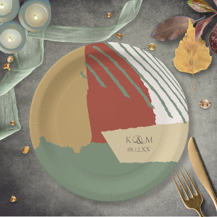 Assiettes En Carton Mariage de blocs de couleurs ID d'automne 740