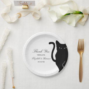 Assiettes En Carton Mariage de chat noir Whimsical moderne