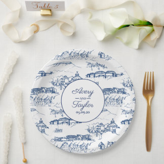 Assiettes En Carton Mariage de Chattanooga Toile Navy et Blanc