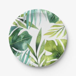 Assiettes En Carton Mariage de fête d'été hawaïen aux feuilles tropica