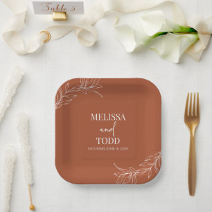 Assiettes En Carton Mariage de feuille de  minimaliste de branche en t