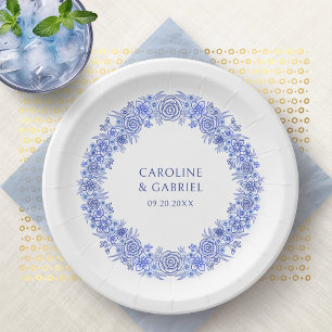 Assiettes En Carton Mariage de la Chinoiserie française bleue