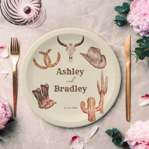 Assiettes En Carton Mariage de la cowgirl de l'ouest du ranch de pays 