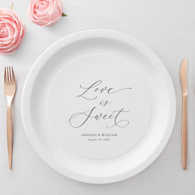 Assiettes En Carton Mariage de luxe "L'amour est doux" (Créateur téléchargé)
