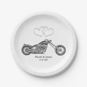Assiettes En Carton Mariage de motards aux coeurs d'argent et motos