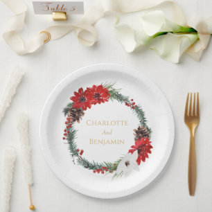 Assiettes En Carton Mariage de Noël classique simple