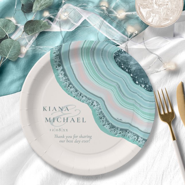 Assiettes En Carton Mariage de Parties scintillant de géode d'âge ID T (Créateur téléchargé)