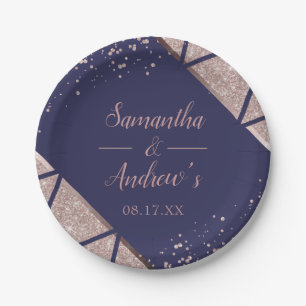 Assiettes En Carton Mariage de Parties scintillant Gold Confetti Rose
