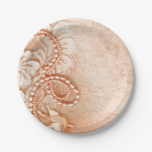 Assiettes En Carton Mariage de perles et dentelles pêche parfaite