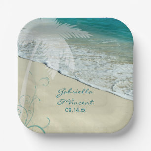 Assiettes En Carton Mariage de plage tropicale