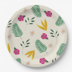 Assiettes En Carton Mariage de plage tropicale à l'aquarelle 