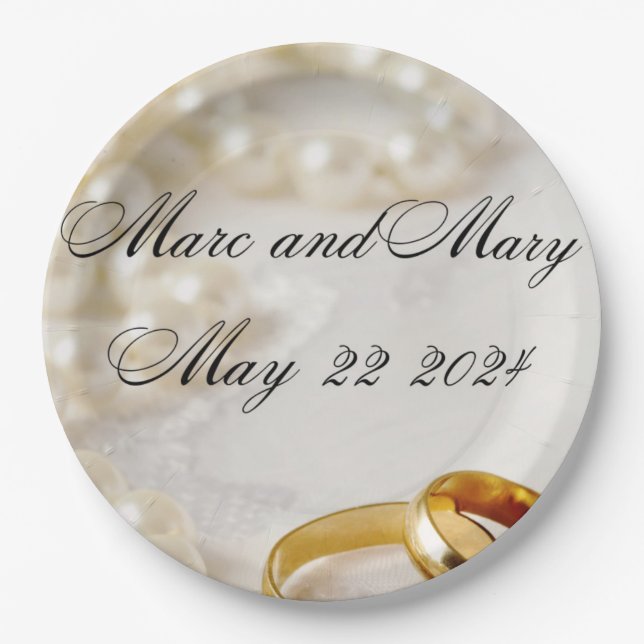 Assiettes En Carton mariage de plaques papier personnalisable (Devant)